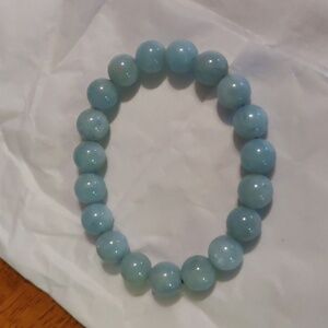 Aquamarine bead bracelet made in Brazil rare and beautiful 10 mil beads